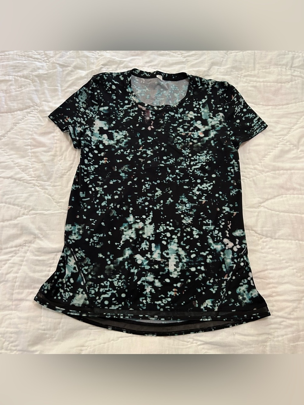 Lululemon Into the Sun Tee Shirt Top Pixel Haze Black Womens 6 Gym Sporty Mesh
